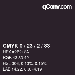 Color code: CMYK 0 / 23 / 2 / 83 | qconv.com