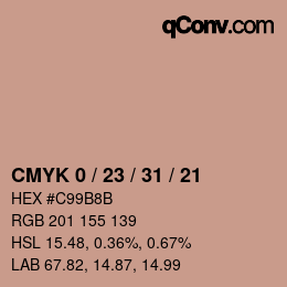 Color code: CMYK 0 / 23 / 31 / 21 | qconv.com