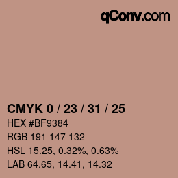 Color code: CMYK 0 / 23 / 31 / 25 | qconv.com