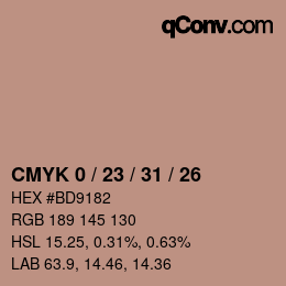 カラーコード: CMYK 0 / 23 / 31 / 26 | qconv.com