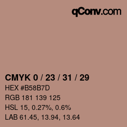 カラーコード: CMYK 0 / 23 / 31 / 29 | qconv.com