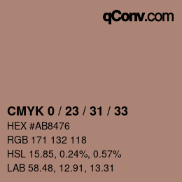 カラーコード: CMYK 0 / 23 / 31 / 33 | qconv.com