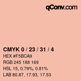 カラーコード: CMYK 0 / 23 / 31 / 4 | qconv.com