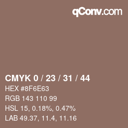 Color code: CMYK 0 / 23 / 31 / 44 | qconv.com