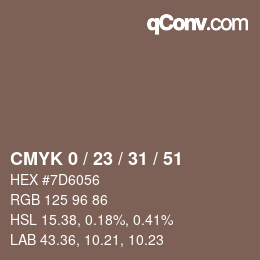 Color code: CMYK 0 / 23 / 31 / 51 | qconv.com