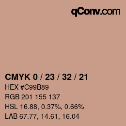 カラーコード: CMYK 0 / 23 / 32 / 21 | qconv.com