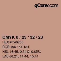 カラーコード: CMYK 0 / 23 / 32 / 23 | qconv.com