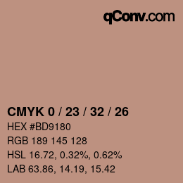 Color code: CMYK 0 / 23 / 32 / 26 | qconv.com