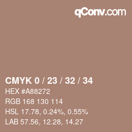 カラーコード: CMYK 0 / 23 / 32 / 34 | qconv.com