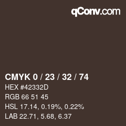 Color code: CMYK 0 / 23 / 32 / 74 | qconv.com