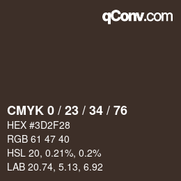 カラーコード: CMYK 0 / 23 / 34 / 76 | qconv.com