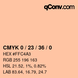 カラーコード: CMYK 0 / 23 / 36 / 0 | qconv.com