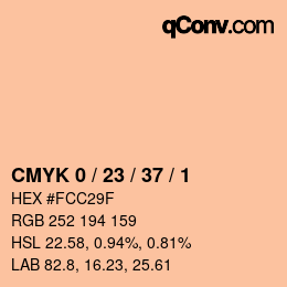 Color code: CMYK 0 / 23 / 37 / 1 | qconv.com