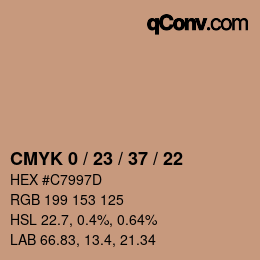 カラーコード: CMYK 0 / 23 / 37 / 22 | qconv.com