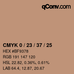 カラーコード: CMYK 0 / 23 / 37 / 25 | qconv.com