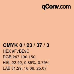 Color code: CMYK 0 / 23 / 37 / 3 | qconv.com