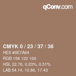 カラーコード: CMYK 0 / 23 / 37 / 38 | qconv.com