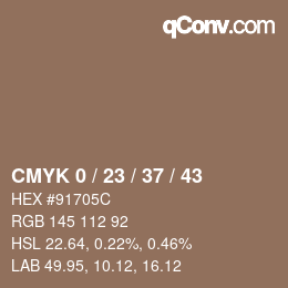 カラーコード: CMYK 0 / 23 / 37 / 43 | qconv.com