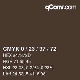 Color code: CMYK 0 / 23 / 37 / 72 | qconv.com