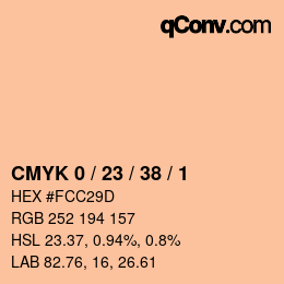 颜色代码: CMYK 0 / 23 / 38 / 1 | qconv.com