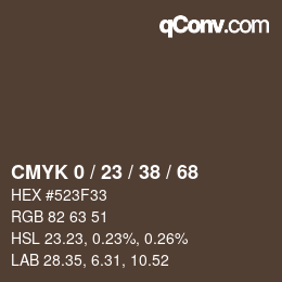 カラーコード: CMYK 0 / 23 / 38 / 68 | qconv.com