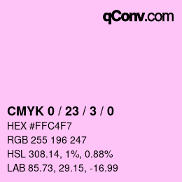 カラーコード: CMYK 0 / 23 / 3 / 0 | qconv.com