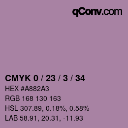 カラーコード: CMYK 0 / 23 / 3 / 34 | qconv.com