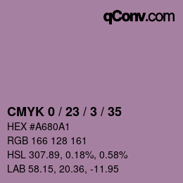 カラーコード: CMYK 0 / 23 / 3 / 35 | qconv.com