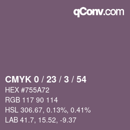 Color code: CMYK 0 / 23 / 3 / 54 | qconv.com