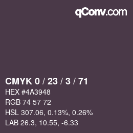 Color code: CMYK 0 / 23 / 3 / 71 | qconv.com
