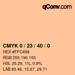カラーコード: CMYK 0 / 23 / 40 / 0 | qconv.com