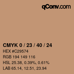 カラーコード: CMYK 0 / 23 / 40 / 24 | qconv.com