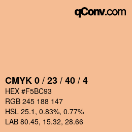Color code: CMYK 0 / 23 / 40 / 4 | qconv.com