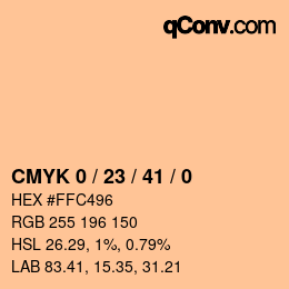 颜色代码: CMYK 0 / 23 / 41 / 0 | qconv.com