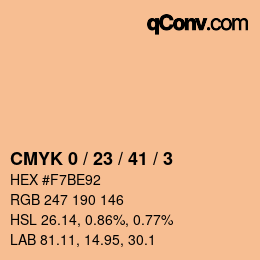カラーコード: CMYK 0 / 23 / 41 / 3 | qconv.com
