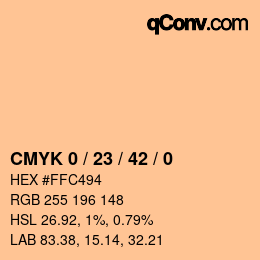 カラーコード: CMYK 0 / 23 / 42 / 0 | qconv.com