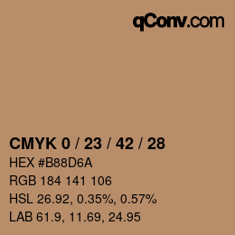 カラーコード: CMYK 0 / 23 / 42 / 28 | qconv.com