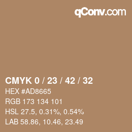 Color code: CMYK 0 / 23 / 42 / 32 | qconv.com