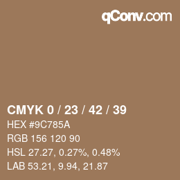 カラーコード: CMYK 0 / 23 / 42 / 39 | qconv.com
