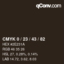 Color code: CMYK 0 / 23 / 43 / 82 | qconv.com