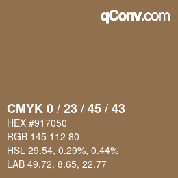 Color code: CMYK 0 / 23 / 45 / 43 | qconv.com