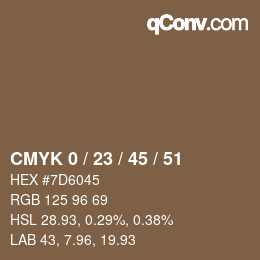 Color code: CMYK 0 / 23 / 45 / 51 | qconv.com