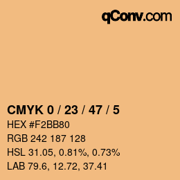 Farbcode: CMYK 0 / 23 / 47 / 5 | qconv.com