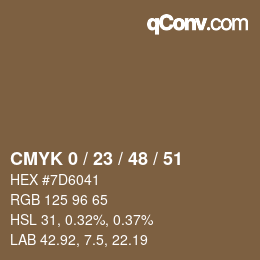 Color code: CMYK 0 / 23 / 48 / 51 | qconv.com