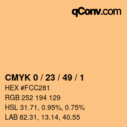 Color code: CMYK 0 / 23 / 49 / 1 | qconv.com