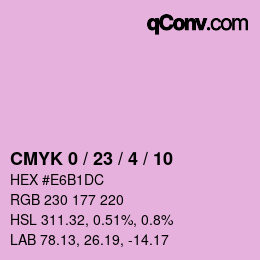 カラーコード: CMYK 0 / 23 / 4 / 10 | qconv.com
