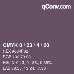 カラーコード: CMYK 0 / 23 / 4 / 60 | qconv.com