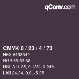 Color code: CMYK 0 / 23 / 4 / 73 | qconv.com