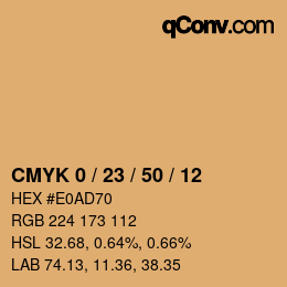 Color code: CMYK 0 / 23 / 50 / 12 | qconv.com