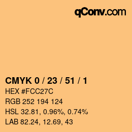 Color code: CMYK 0 / 23 / 51 / 1 | qconv.com